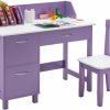 Costzon | Costzon Kids Desk And Chair Set, Children Wooden School Learning Table W/Drawer & Storage Cabinets, Student Writing Computer Workstation For Bedroom & Study Room, Gift For Ages 3-8 (Purple)