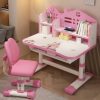 Shulemin | Kids Desk Chair Girls Pink Desk And Chair Set, Adjustable Height Children Study Table With Drawer, Separated Storage, Pedal, Widened Desktop Student Writing Desk For Bedroom Reading (Pink1)