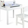 Costzon | Costzon Kids Table And Chair Set, Flip Top Kids Art Craft Table W/Chair For Playroom Kindergarten, Toddler Drawing Writing Desk Set W/Paper Roll & 2 Markers, Gift For Boys Girls Ages 3+ (Natural)