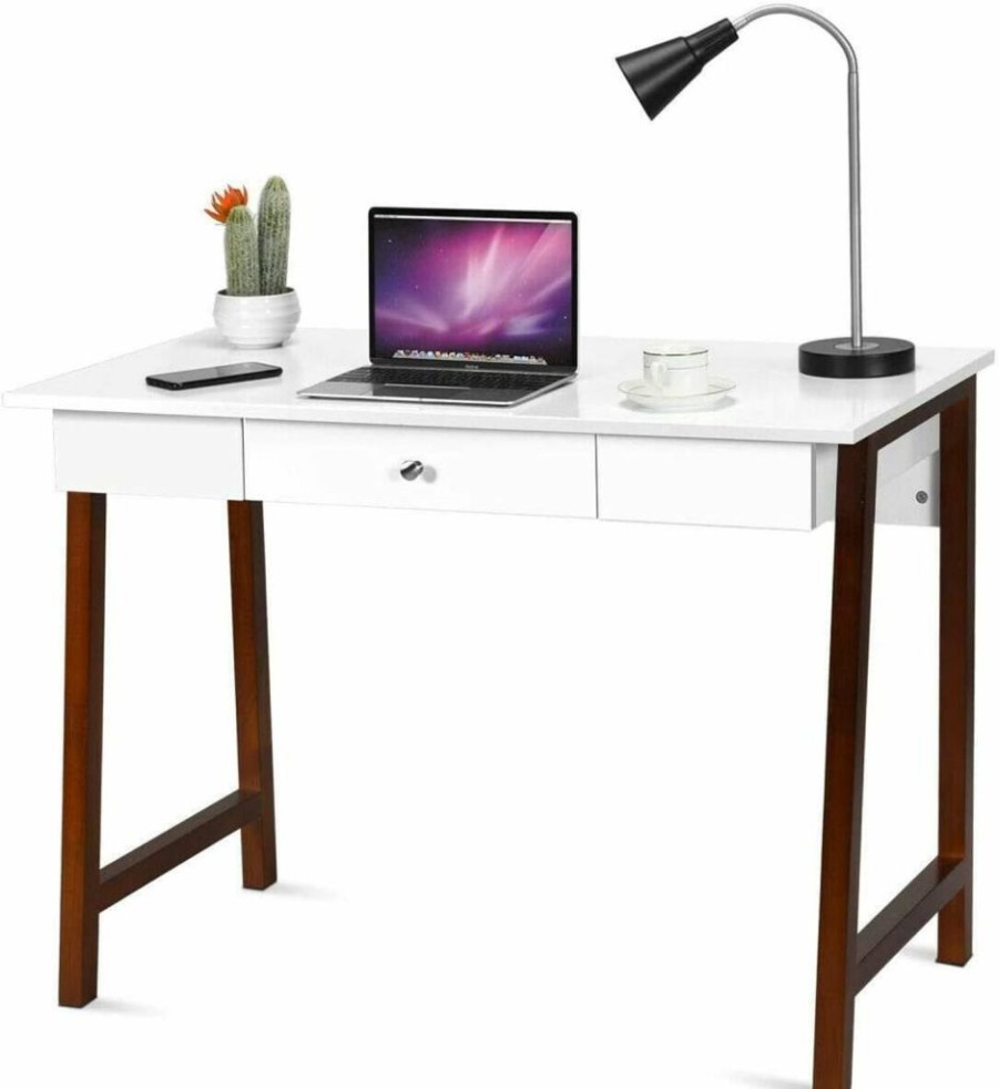 Tangkula | Tangkula Computer Desk With Storage Drawers, Makeup Vanity Table, Writing Study Desk For Home Office, Dressing Table