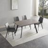 ZckyCine | Zckycine Modern Dining Table 5-Piece Kitchen Table Set For 4 People Rectangular Wood Dining Table With 4 Upholstered Leather Chairs (47.2Inches Table + 4 White Chairs)