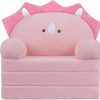 MOONBEEKI | Moonbeeki Comfy Toddler Chair, Kids Couch Fold Out To Lounger, Foldable Baby Sofa Plush For Girl And Boy Age 1-3 (Pink Dino)