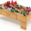 Costzon | Costzon Train Table, 2 In 1 Kids Activity Table W/Storage Drawer, 100 Multicolor Pieces, Railway, Track, Cars, City, Diy Design, Reversible Tabletop, Gift For Boys Girls, Wooden Train Set (Natural)