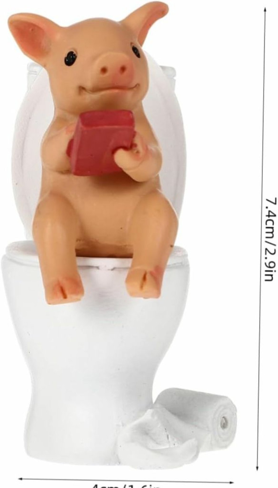 Cabilock | Cabilock Piggy Toilet Reading Pig Statues Cute Decoration Figurine Shelf Mini Pig Model Pig Sit On Toilet Statue Garden Animal Decoration Knick Knacks Pig Decor Child Bookshelf Resin Manual