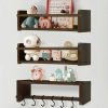 YLYHSST | Ylyhsst Nursery Floating Shelves 16 Inch, Set Of 3 Solid Wood Bookshelf, Suitable For Kids Room, Nursery, Toys And Decoration Storage, Kitchen Spice Rack, Brown