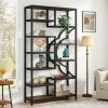 Tribesigns | Tribesigns Bookshelf, 11-Shelves Tall Bookcase With Unique Arc-Shaped Design, Industrial Etagere Display Storage Shelves For Living Room, Home Office, Rustic Brown