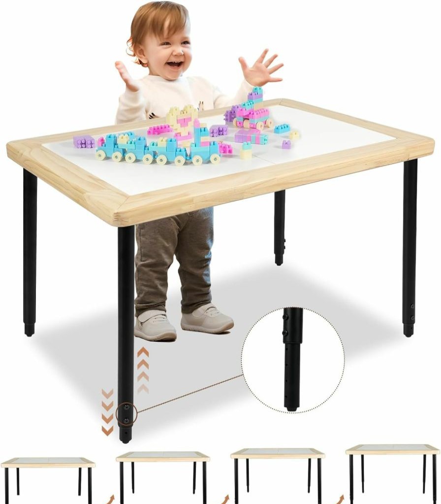 Beyton | Beyton Height-Adjustable Wood Sensory Table With Lid And Steel Legs No Storage Bin,Water And Sand Table For Toddlers 1-3, Drawing/Kids Art/Play Table,Christmas & Birthday Gift