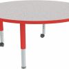 Sprogs | Sprogs Round Adjustable-Height Mobile Preschool Activity Table, Gray Nebula Top/Green Edge Band