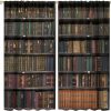 N\\C | Nc Vintage Library Bookshelf Curtains Children Room Decor Retro Bookcase Boho Black Out Curtains Curtain For College Dorm 42W*45L Inch(2 Panels)