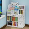 Aoparts | Aoparts, Kids Bookshelf And Toy Storage, Baby Bookshelf, 4 Tiers Picture Album Display, 2 Book Display, 2 Toy Storage, Playroom Storage And Organization (White)