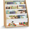 Purbambo | Purbambo Sling Bookshelf For Kids, Bamboo Book Rack With 4 Tier Fabric Shelves, Kids Books Storage Organizer For Bedroom, Playroom, And Classroom