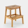 Dolonm | Dolonm Acacia Wood Stool Rectangle Small End Table, For Living Room Sofa Stool, Bedroom Makeup Stool, Bathroom Stool Wood 17.7\" D X 11.4\" W X 17.5\" H, Natural