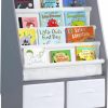 MallBest | Mallbest Childrens Bookshelf Kids Sling Book Rack With Two Storage Boxes And Toys Organizer Shelves Natural Solid Wood Baby Bookcase