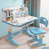 Yirtree | Yirtree Kids Desk And Chair Set, Height Adjustable Child Desktop Chair Set, Multifunctional Home School Study Table Chair With Book Shelf For Boys Girls Blue