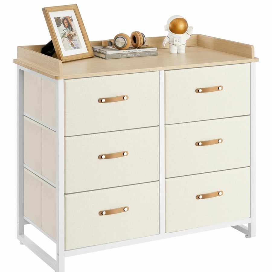 SONGMICS | Songmics Kids Dresser With 6 Drawers, Boys Girls Dresser For Baby, With Water-Resistant Changing Table, Storage Organizer Cabinet, For Living Room Bedroom Hallway, Beige Ugkr101K01