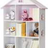 WODENY | Wooden Dollhouse Bookcase Children'S Bookshelf Display Storage Doll House Organizer Furniture For Kids Bedroom Playroom Nursery Kindergarten