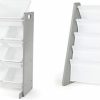 Humble Crew | Humble Crew Kids Toy Organizer, Toddler, Grey/White & Crew Kids Book Rack Storage Bookshelf, Grey/White