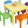 ZENY | Zeny Kids Plastic Table And 4 Chairs Set, Multicolor Play Room Furniture For Reading, Train, Art, Crafts