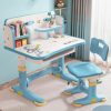 leasote | Kids Desk And Chair Set,Height Adjustable Kids Study Table And Chairs,Ergonomic Multi Functional Children Learning Desk With Tilt Book Stand Drawer Cartoon Pattern For Boys Girls Reading Writing