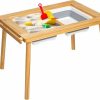 MUHYHY | Muhyhy Toddler Sensory Table,Pine Wood Water And Sand Table With Lid And 2 Storage Bins,Kids Table For Play Study Dining Toys Storage,Adjustable Height,Indoor Outdoor Kids Play Table