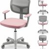 Giantex | Giantex Kids Desk Chair, Children Computer Chair With Wheels And Y-Shaped Lumbar Support, Mesh Kids Office Chair, Height Adjustable Desk Chair For Girls Boys Aged 4-13, Pink