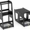 UNCLE WU | Uncle Wu Foldable Kitchen Step Stool For Toddlers -Children Learning Step Tower - Safety Stand Tower In Bathroom - Kid'S Step Stool With Studying Table (Black)