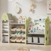 linor | Linor Kids Toy Storage Organizer With 17 Removable Bins, 4-Tier Bookshelf For Kids, Multi-Purpose Castle-Shaped Toy Organizer For Playroom, Bedroom, Nursery, Living Room (Green)