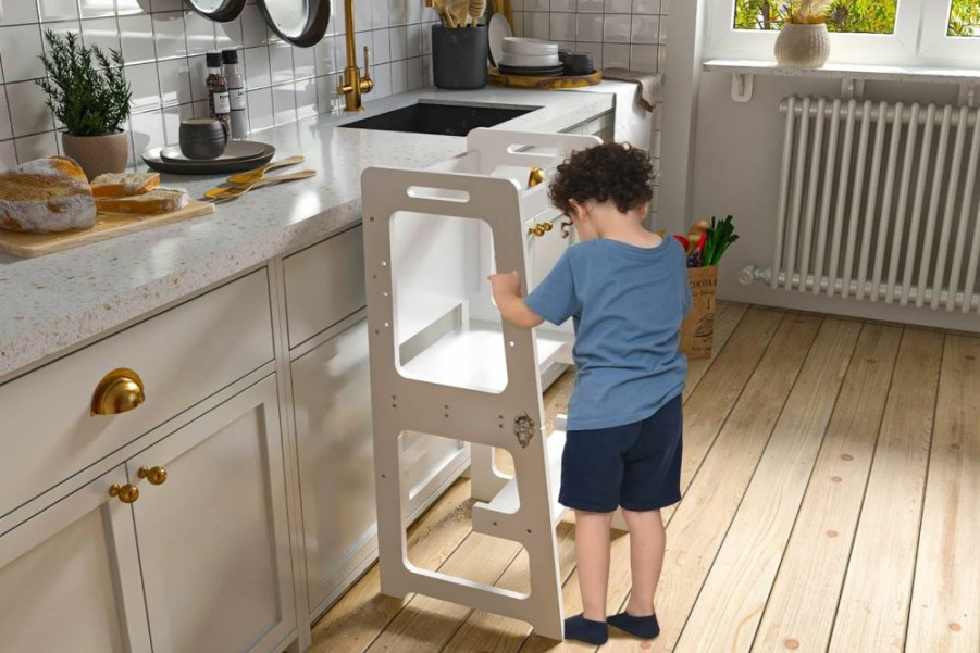 Avenlur | Avenlur Date 4-In-1 Foldable Kitchen Tower - Toddler Step Stool With Chalkboard, Desk Table And Chair - Waldorf And Montessori Kitchen Stool - Kitchen Stool Tower For Toddlers 18 Months To 6 Years