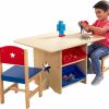 KidKraft | Kidkraft Wooden Star Table & Chair Set With 4 Storage Bins, Children'S Furniture Red, Blue & Natural