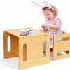 Ollieroo | Kids Table And Chair Set, Montessori Weaning Table And Chair,Natural Bamboo Small Desk Chair,Toddler Activity Table And Chair Set For 1-3 Year Old Kids Dinner,Reading,Playing Toys, Cpc Certified