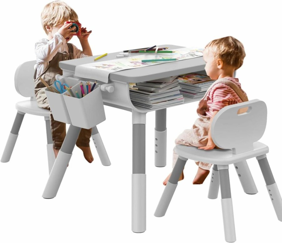 Bodreaming | Kids Table And Chair Set, Wooden Table And Chair Set, Kids Study Table And Chairs Set, Adjustable Height, Waterproof And Graffitiable Kid Table And Chair Set For Kids Arts & Crafts,Homework & Play