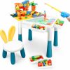 JONEALA | Joneala Double Sided Kids Activity Table Set, 5-In-1 Multi Play Sand Water Table Toys, 105Pcs Marble Run Building Blocks Table For Toddlers Age 1 2 3 Boys Girls, Toy Storage & Adjustable Heighten