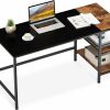 JOISCOPE | Joiscope Home Office Computer Desk,Small Study Writing Desk With Wooden Storage Shelf,2-Tier Industrial Morden Laptop Table With Splice Board,40 Inches(Black Oak Finish)