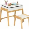 Costzon | Costzon Kids Table And Chair Set, Wooden Lift-Top Desk & Chair W/Storage Space, Safety Hinge, Gift For Toddler Drawing, Reading, Writing, Homeschooling, Children Activity Table & Chair (Black)