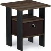 Furinno | Furinno Dario End Table / Side Table / Night Stand / Bedside Table With Bin Drawer, 1-Pack, Dark Walnut