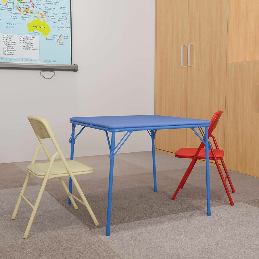 Flash Furniture | Flash Furniture Mindy Kids 5-Piece Folding Square Table And Chairs Set For Daycare And Classrooms, Children'S Activity Table And Chairs Set, Multicolor