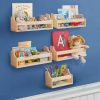 BASMARY | Basmary Nursery Book Shelves For Kids - Wall Mount Bookshelf For Kids Set - Floating Bookshelves For Wall - Natural Wood, No Paint Or Lacquer - Furniture Baby Room Decor (4 Single 16", 1 Single 8")