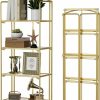 Crofy | Crofy No Assembly Folding Bookshelf, 2 Tier Gold Bookshelf, Metal Book Shelf For Storage, Folding Bookcase For Office Organization And Storage, 12.6\" D X 22.44\" W X 28.74\" H