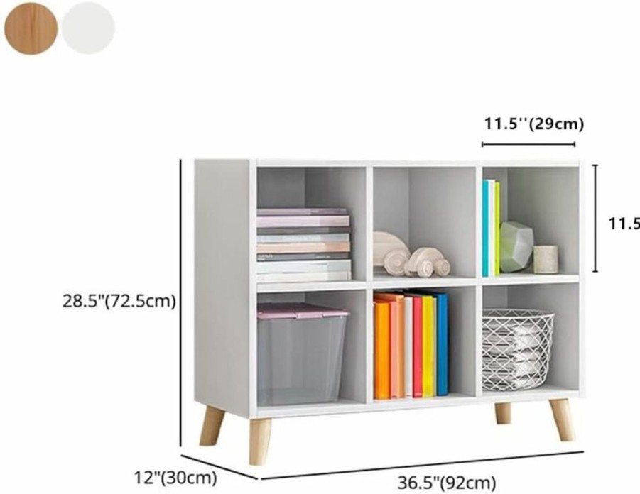 LAKIQ | Lakiq Cube Bookcase Wood Closet Storage Organizer Bookshelf For Study Room Bedroom Living Room Kids Room Toy Storage-White,24.4" L X 11.8" W X 28.5" H (4 Cube)