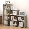 HOSTARME | Hostarme Bookshelf Kids 9 Cube Book Shelf Organizer Bookcase Diy For Bedroom Classroom Office (Gray)