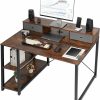 TOPSKY | Topsky 47"X 31.5" Computer Desk With Drawers, Monitor Stand, Storage Shelf, 3-Port Charging Station (Rustic Brown)