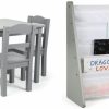 Humble Crew | Humble Crew Kids Wood Table And 4 Chair Set, Grey & Grey/White Kids Book Rack Storage Bookshelf, 4 Tiers