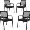 KLASIKA | Klasika Desk Chair No Wheels With Adjustable Mesh Backrest, Arm Chair With Ergonomic Lumbar Support And Thickened Seats Cushion, Waiting Room Chairs For Office School Church Guest Reception