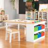 Guidecraft | Guidecraft Arts And Crafts Center: Kids Activity Table And Drawing Desk With Stools, Storage Canvas Bins, Paper Roller, And Paint Cups | Toddlers Work Station - Children'S Wooden Learning Furniture