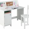 Costzon | Costzon Kids Desk And Chair Set, Wooden Children Study Table With Hutch, Cabinet, Bulletin Board, Student Computer Workstation Writing Table For Bedroom, Study Room, Gift For Boys Girls 3+ (White)