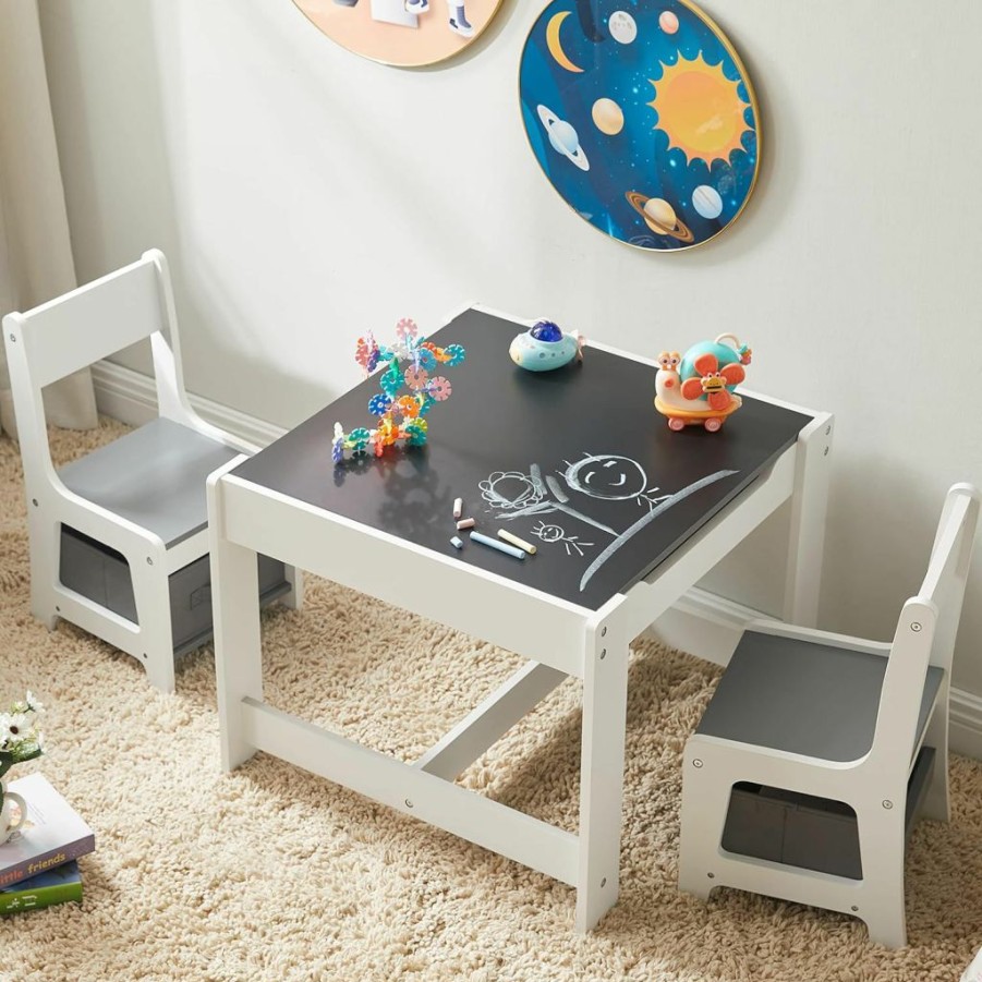 GTOLV | Kids Table And Chair Set, 3 In 1 Wooden Activity Table With Storage Drawer For Toddlers Drawing, Reading, Crafts, Play, 2 In 1 Detachable Tabletop Table And Chair Set For Home, Nursery, Playroom