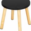 LIANTRAL | Liantral Wooden Step Stool For Kids, Round Step Stool Fit With Sensory Table, Sturdy Sitting Stool With Assembled Four-Legged For Living Room, Bedroom, Bathroom, Kitchen (Black)