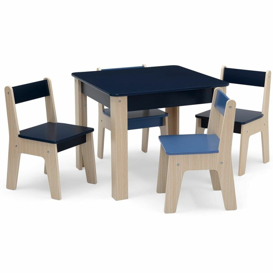 Delta Children | Delta Children 4-Piece Table And Chair Set, Blush/Natural, 23.5"W X 23.5"D X 19.75"H Table And 11.5"W X 12.5"D X 19.75"H Chairs, Greenguard Gold Certified