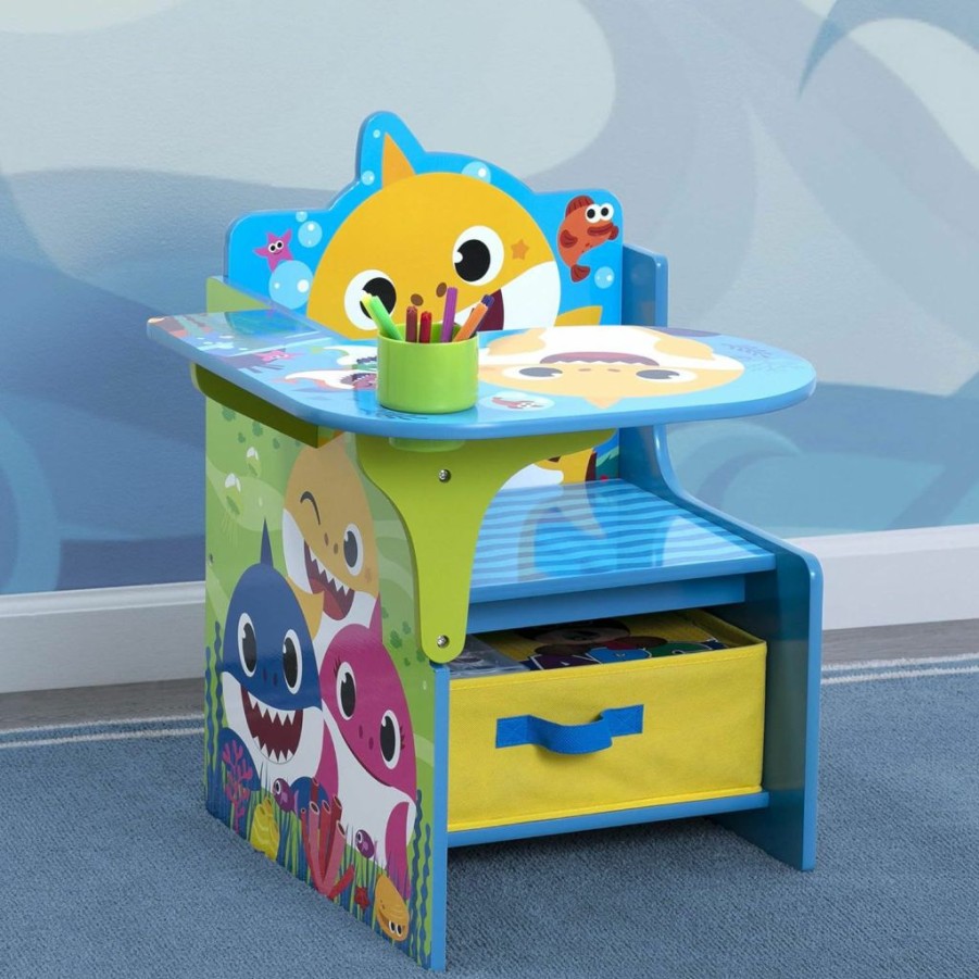 Delta Children | Baby Shark Chair Desk With Storage Bin - Ideal For Arts & Crafts, Snack Time, Homeschooling, Homework & More By Delta Children