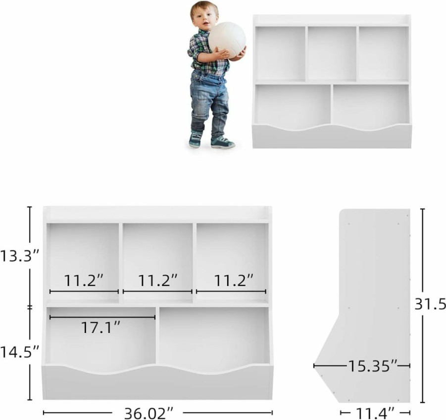 GAOMON | Gaomon Kids Bookshelf And Bookcase Toy Storage Multi Shelf With Cubby Organizer Cabinet For Boys Girls,For Children Playroom Hallway Kindergarten School (White)